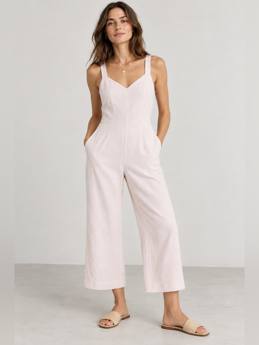 Everlane Japanese GoWeave Slip Jumpsuit Pale Pink Size 4